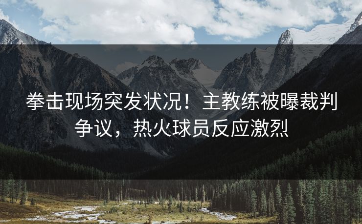 拳击现场突发状况！主教练被曝裁判争议，热火球员反应激烈